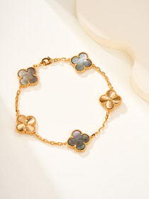 Van Cleef & Arpels Grey Mother-of-Pearl Flower Bracelet-3777  